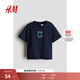 H&M【迪士尼系列】童裝男嬰T恤2025秋新款米奇印花短袖上衣1263213 海軍藍/米奇老鼠 110 110/56