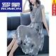 羅蒙（ROMON）重磅真絲連衣裙女25年新款夏裝遮肚子減齡顯瘦碎花法式長(cháng)裙子女 L 105-115斤