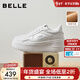 百麗（Belle）沈月同款步步糕厚底小白鞋女商場(chǎng)新款增高加絨休閑板鞋E7J1DAM6 米白色（6CM跟高）【沈月同款】 37