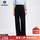 Navigare意大利小帆船女士休閑褲春秋季棉質(zhì)通勤長(cháng)褲寬松顯瘦闊腿褲女 暗夜黑 L
