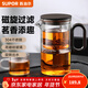蘇泊爾（SUPOR）磁吸飄逸杯過(guò)濾泡茶壺全玻璃耐高溫一鍵茶水分離神器非按壓 飄逸杯550ml