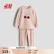 H&M2025秋季新款童裝男嬰女?huà)胱ソq睡衣套裝1113293 淺粉色/櫻桃 110 110/56 (3-4Y)