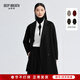 深呼吸DEEP BREATH女裝中長(cháng)款雙排扣羊毛雙面呢大衣外套女A401563 黑 S (2)