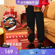 安踏兒童褲子男大小童2026春加絨新年款拜年服針織長(cháng)褲A52618743