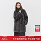 范思藍恩學(xué)院復古風(fēng)一手長(cháng)仿羊毛皮草2025冬裝立領(lǐng)牛角扣短外套女 流光灰咖 M