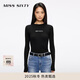 MISS SIXTY2025秋季新款針織衫女圓領(lǐng)修身羊毛桑蠶絲混紡提花上衣 黑色 M