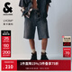 杰克·瓊斯（JACK&JONES）夏季男裝潮酷出街百搭簡(jiǎn)約舒適時(shí)尚logo貼布休閑牛仔褲短褲 A14深牛仔藍 XL (185)