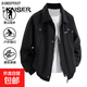 春秋季美式vibe工裝外套男寬松痞帥設計感上衣潮牌情侶飛行員夾克 JK633黑色 常規 （清倉撿漏高質(zhì)量款） M （建議90-120斤內）