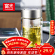富光雙層玻璃杯商務(wù)泡茶杯子大容量耐熱辦公水杯過(guò)濾帶把銀色320ml