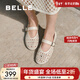 百麗（Belle）度假風(fēng)鏤空瑪麗珍鞋女透氣平底淺口單鞋D7Q1DBQ5 米白 37 (235mm)