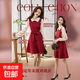 【新年戰袍】針織連衣裙女韓版秋冬慵懶小香風(fēng)顯瘦假兩件針織裙 紅色 L