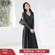 香影深灰色針織拼接連衣裙女2026春季新款氣質(zhì)v領(lǐng)假兩件收腰裙子 深灰 L 165/88A/110-125斤