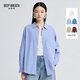 深呼吸DEEP BREATH女裝條紋長(cháng)袖襯衫上衣女A301723 藍白條 S (2)