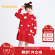 巴拉巴拉女童連衣裙兒童裙子秋裝款新年季中大童荷葉邊保暖拜年服