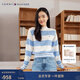 Tommy Hilfiger【半高領(lǐng)】秋冬女純棉慵懶復古寬條紋圓領(lǐng)內搭打底衫針織衫 藍白條紋C1Z S （推薦：100-110斤）