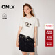 ONLY2026春季新款百搭印花圓領(lǐng)顯瘦腰側捏褶短袖T恤女|126101013 A43奶油白色 M