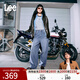 Lee【張凌赫代言】25早秋新品五袋款寬松中藍男女同款寬腿牛仔褲 中藍色 L