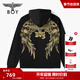 BOY LONDON【燦若繁星】春情侶風(fēng)外套潮牌刺繡開(kāi)衫連帽衛衣N06904 黑色金色翅膀 L