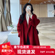 GARNUO紅色雙面羊毛大衣女小個(gè)子2026秋冬新款韓系中長(cháng)款高級感毛呢外套 紅色 S 【85-110斤】