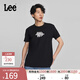 Lee商場(chǎng)同款標準版圓領(lǐng)字母印花圖案男士短袖T恤休閑潮流LMT0069 黑色 L