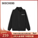 斯凱奇（Skechers）2025秋新款男士寬松立領(lǐng)繡花外套舒適休閑運動(dòng)上衣夾克L325M084