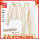 名創(chuàng  )優(yōu)品（MINISO）春秋季套裝女休閑運動(dòng)潮流女裝連帽開(kāi)衫衛衣闊腿褲兩件套韓系穿搭 【春秋款】奶白(純色)+奶白(純色) M 160 (新一代升級工藝)