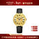 西普尼金表（HIPINE）女士手表輕奢金表女石英表純金999男表盤(pán)新款情侶手表生日禮物 【光殼金面男款-黑帶】金重0.71g