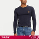 范思哲（VERSACE） 男士奢華金標美杜莎修身彈力打底長(cháng)袖T恤 AUU01007 1A10011 藍色 A1384 L
