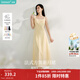茵曼（INMAN）章若楠同款歐若風(fēng)法式吊帶連衣裙2026夏季新品女裝淡鵝黃色裙子 淺黃色 (方領(lǐng)) M