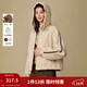 茵曼（INMAN）2025冬季女裝新款皮毛一體連帽仿羊羔絨外套休閑刺繡寬松上衣 杏色 M