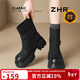 ZHR【徐若晗同款】加絨短靴女冬厚底馬丁靴褲管雪地靴 KN261A黑色37