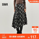 森馬（Semir）半身裙女冬磨毛格紋長(cháng)裙2025個(gè)性設計感不規則A字裙10A725120001