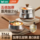 雙槍?zhuān)⊿uncha）雪平鍋316L不銹鋼奶鍋加厚0涂層多功能煮面輔食食品級20cm配蒸籠