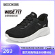 斯凱奇（Skechers）閃穿鞋女鞋秋季舒適一腳蹬健步鞋寬楦軟底休閑鞋慢跑鞋117504W