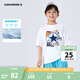 Converse匡威童裝男童短袖T恤夏季新款中大童透氣上衣運動(dòng)涼感半袖t恤 純白色 140 /68 【建議身高128-140cm】