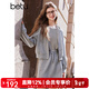 百圖betu女裝2025春季新款短外套連帽休閑百搭衛衣外套女2501T44 淺灰 M