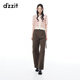 DZZIT地素休閑褲春秋花邊闊腿長(cháng)褲時(shí)尚褲子女3J1Q4119W 棕色 M