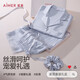 愛(ài)慕睡衣女【禮盒裝】舒適開(kāi)衫短袖九分褲發(fā)圈家居服套裝AM46B491