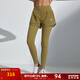 HOTSUIT后秀假兩件運動(dòng)長(cháng)褲女訓練跑步時(shí)尚瑜伽褲健身防走光緊身褲 橄欖綠 XL