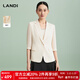 藍地（LANDI）[馥郁米白]高級感提花醋酸西裝外套女七分袖上衣夏新品 米色 L