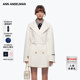 ANN ANDELMAN【沈月同款】大翻領(lǐng)雙面呢大衣女秋冬雙排扣腰帶收腰中長(cháng)款外套 米白色 XS