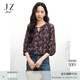 玖姿（JUZUI）美拉德雪紡印花單上衣女2025夏季新款JTFX80303 花咖啡 L