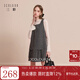 三彩【綿羊毛】2025冬季新款方領(lǐng)蝴蝶結毛呢連衣裙無(wú)袖背心裙M 寂靜灰 XL 170/92A