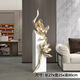 彩芷客廳擺件輕奢高檔電視旁邊大型荷花雕塑極簡(jiǎn)落地柜藝術(shù)感裝飾品 荷花落地擺件-金色/高80cm
