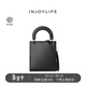 INJOYLIFE春夏新款圓環(huán)小手提包小眾設計單肩斜挎包女琴譜包豎款 黑色