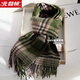 北極絨wool澳洲純羊毛格子圍巾男女同款美拉德百搭保暖情侶圍脖暖冬禮物 綠格子細紋