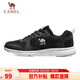 駱駝（CAMEL）網(wǎng)面透氣跑步男鞋輕量健步運動(dòng)鞋子 CSS221L0033 黑色 43