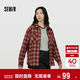 森馬（Semir）長(cháng)袖襯衫女春季中長(cháng)款oversize翻領(lǐng)落肩格紋女生襯衣101125105007