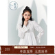 紫涵（ZIHAN）紫涵木耳邊立領(lǐng)收腰襯衫女秋季法式喇叭長(cháng)袖鏤空純棉襯衣 白色 M