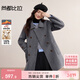 尚都比拉100%羊毛雙排扣毛呢大衣女冬季女裝加厚保暖中長(cháng)款通勤雙面呢外套